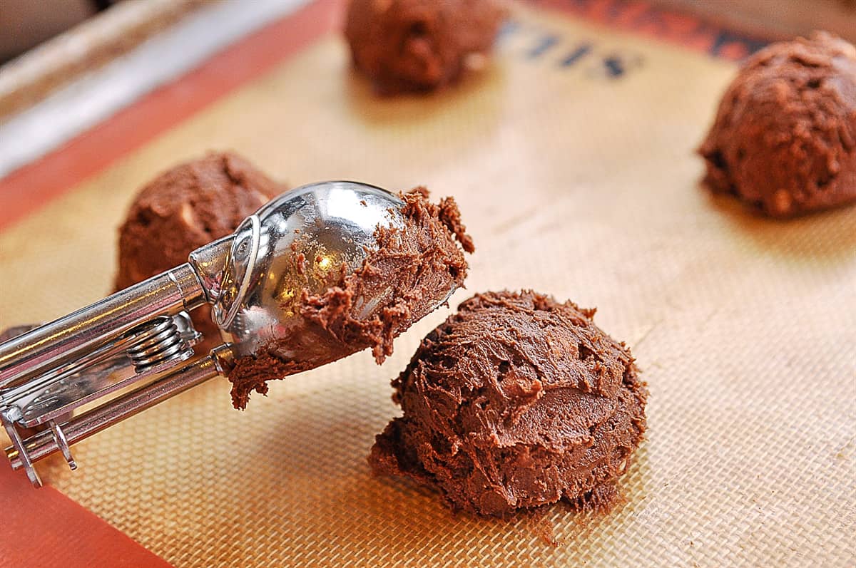 balls of triple chocolate cookie dough