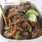 white dish of beef barbacoa