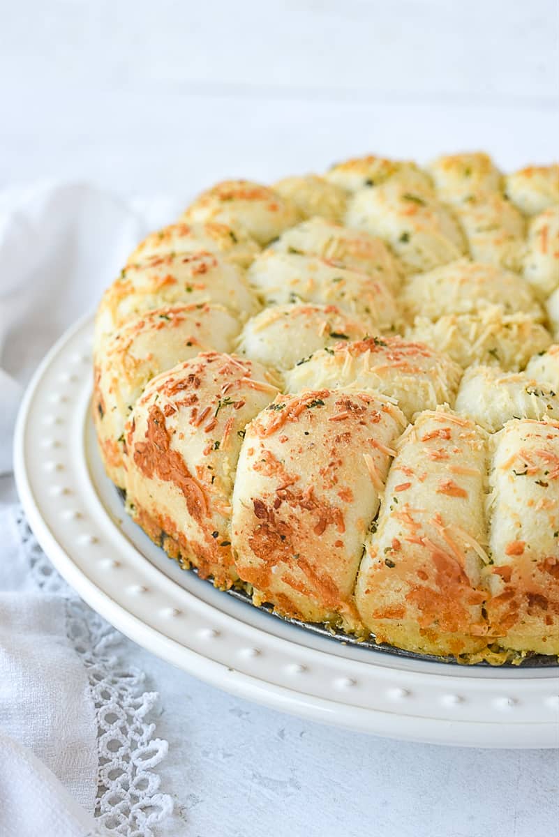 cheesy pull apart bread on a plate