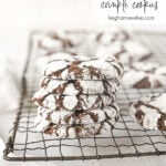 chocolate crinkle cookies on a rack