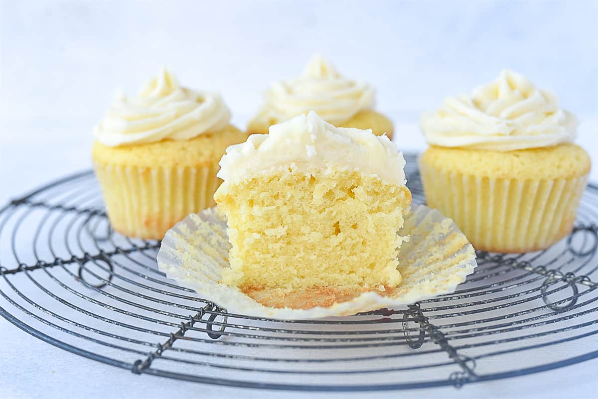 yellow cupcake cut in half