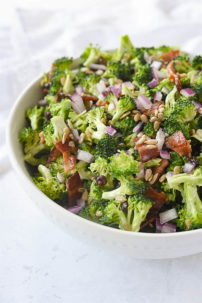 broccoli salad in a bowl