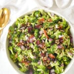 overhead shot of broccoli salad