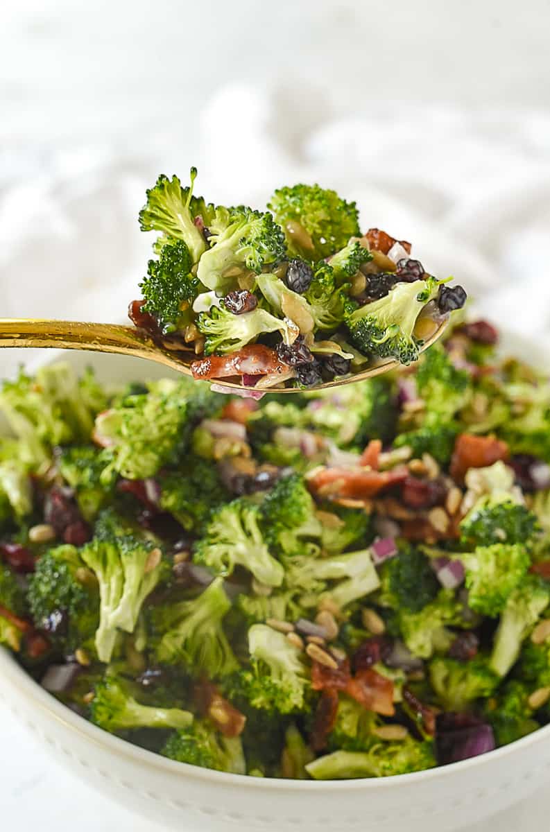 spoonful of broccoli salad