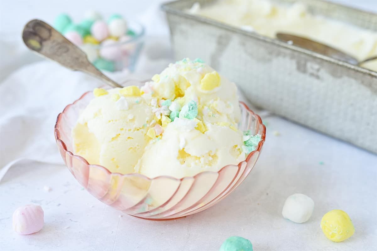 buttermint ice cream in a bowl