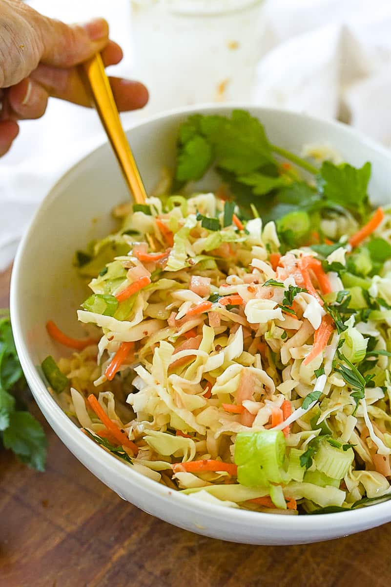 bowl of creamy coleslaw