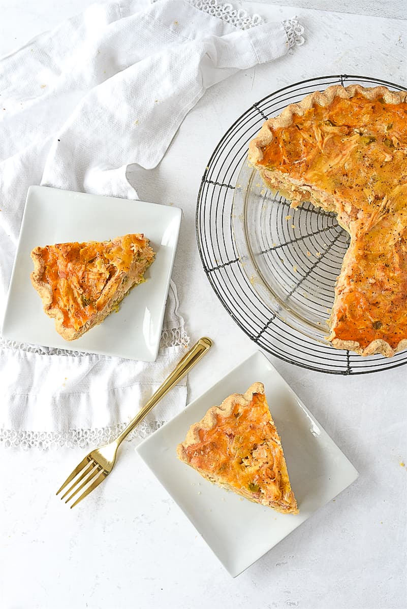 sliced quiche on plates