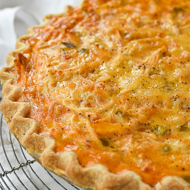 enchilada quiche on a cooling rack