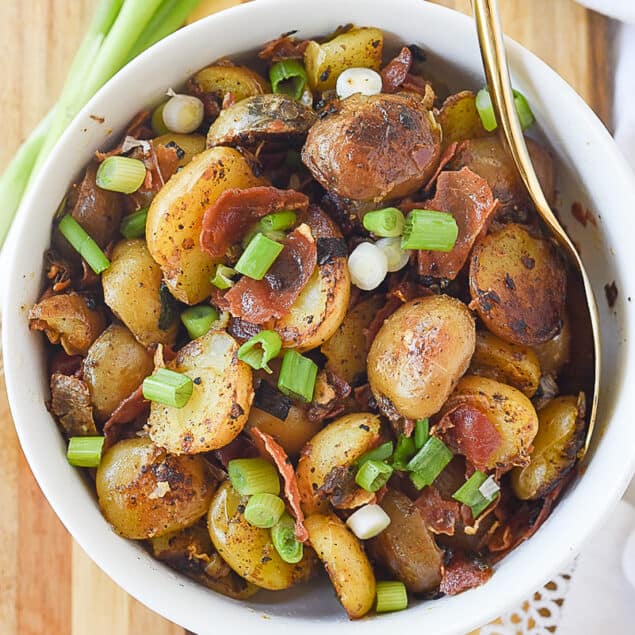 overhead shot of bowl of potatoes