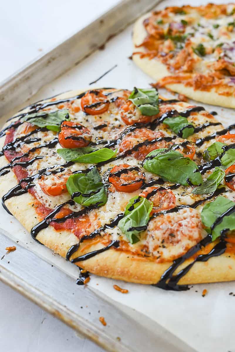 flatbread with tomatoes and basil