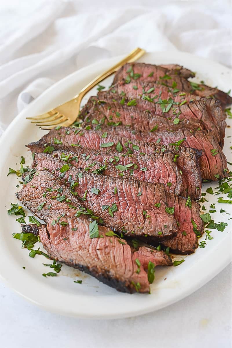 plate of sliced london broil