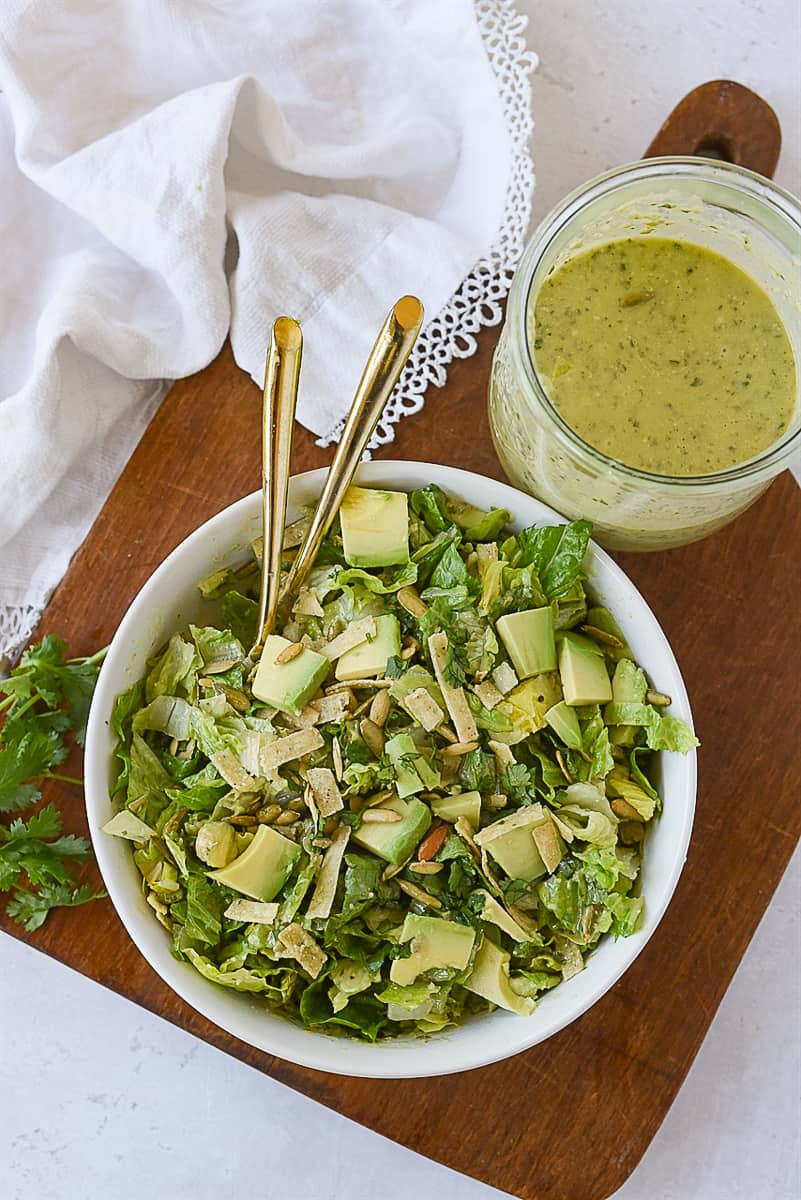 overhead shot of mexican caesar salad