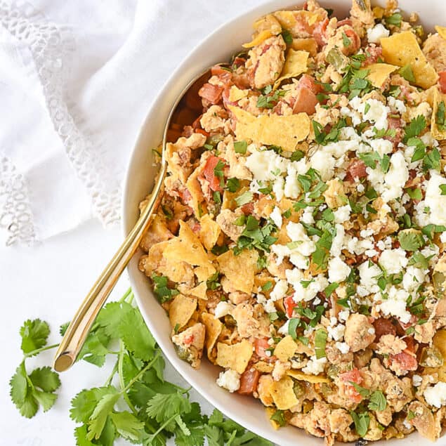 bowl of migas overhead shot