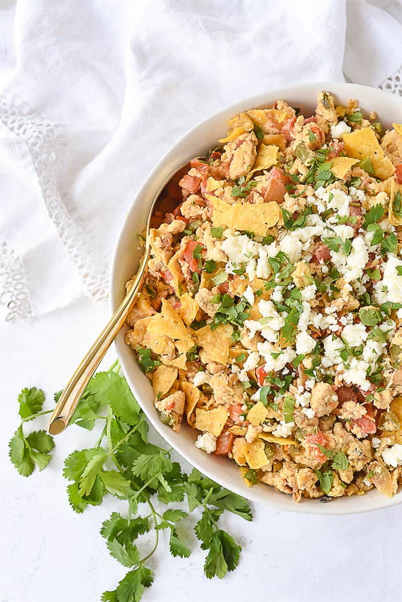 bowl of migas overhead shot