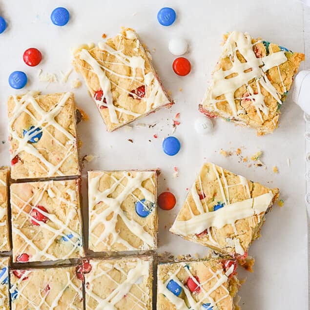 overhead shot of cut blondies