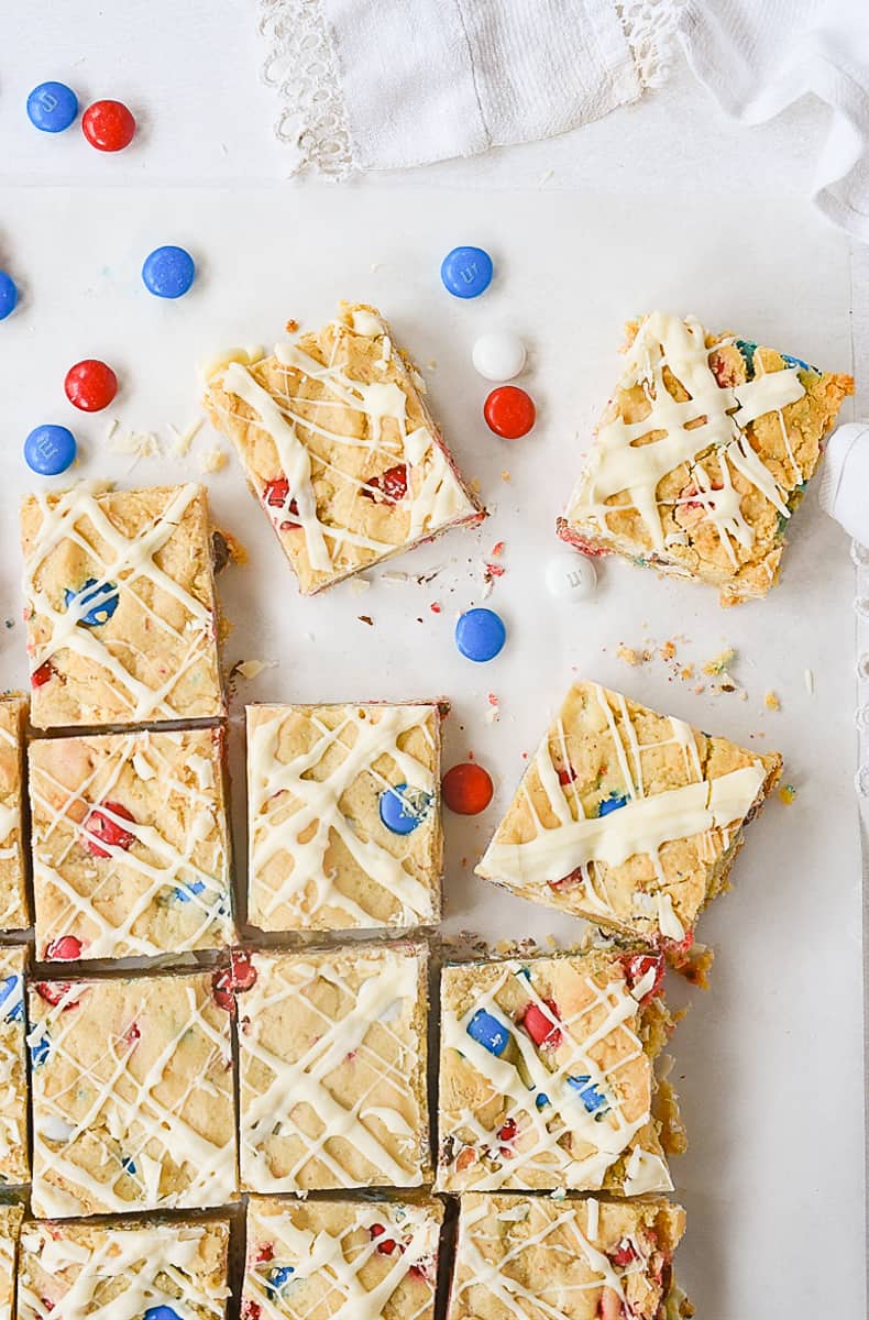 overhead shot of cut blondies