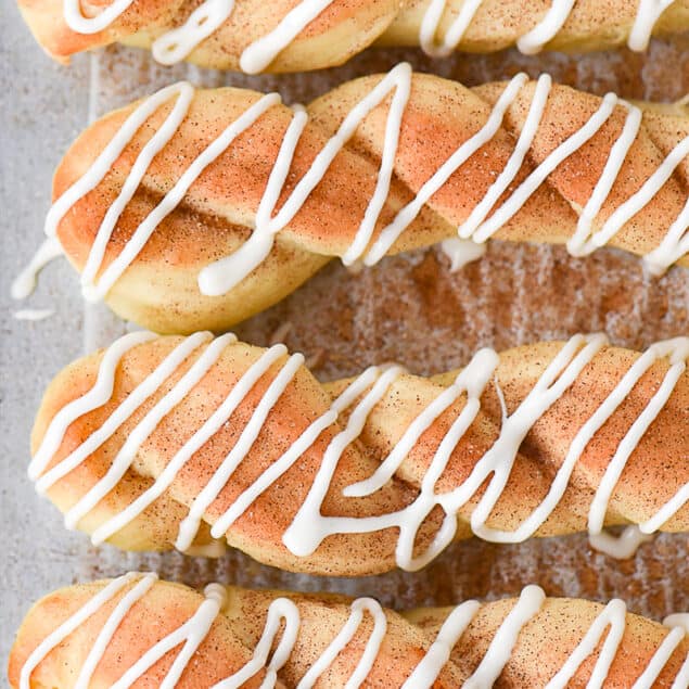 overhead shot of cinnamon breadsticks