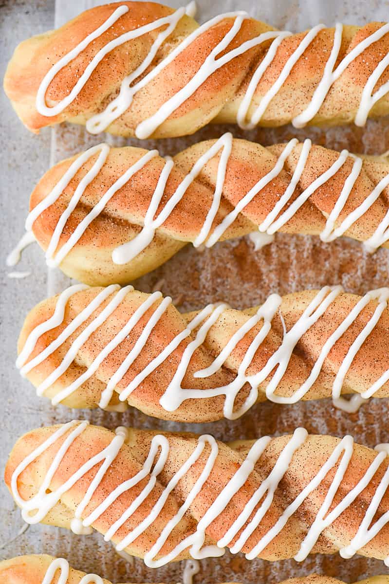 overhead shot of cinnamon breadsticks