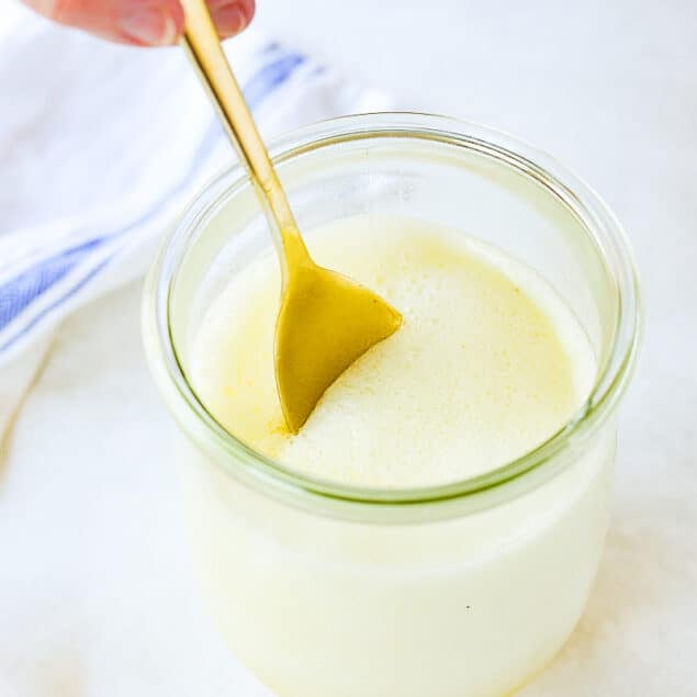 overhead shot of coconut syrup