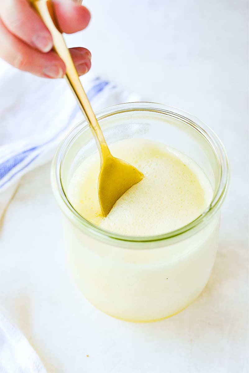 overhead shot of coconut syrup