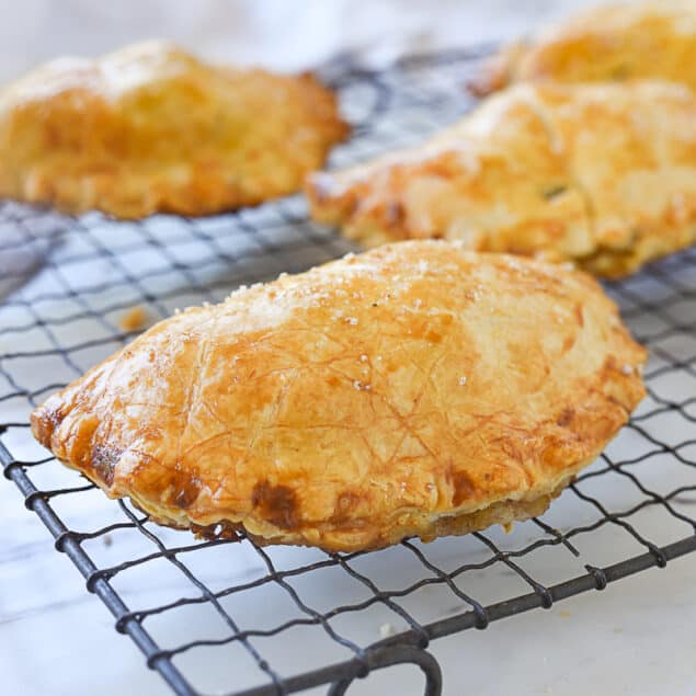 CORNISH pastry on a cooling rack