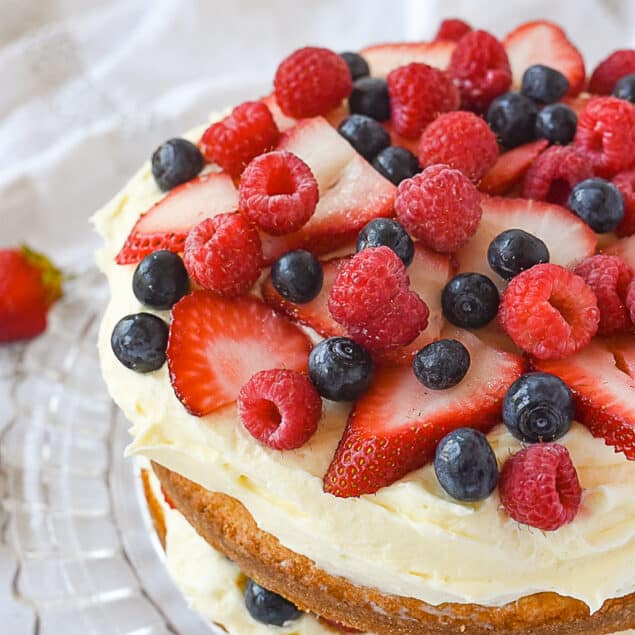 cake topped with fresh berries