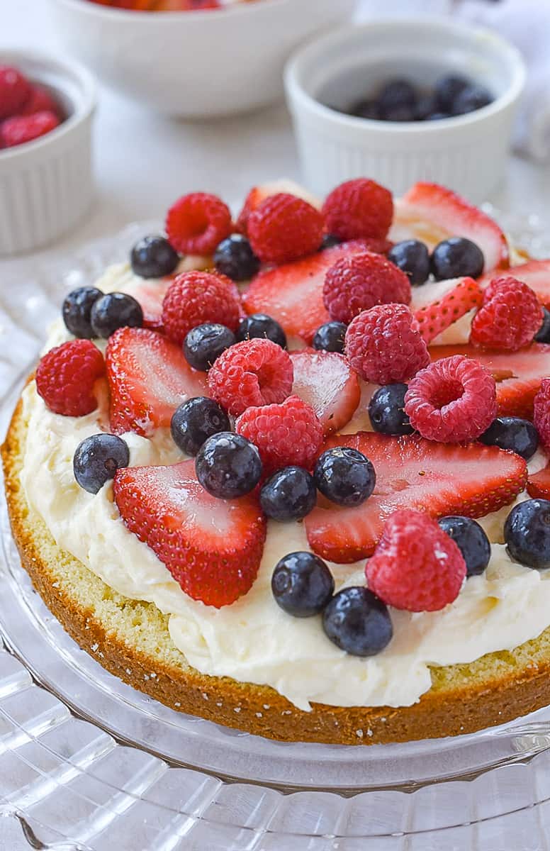 berries on cake layer