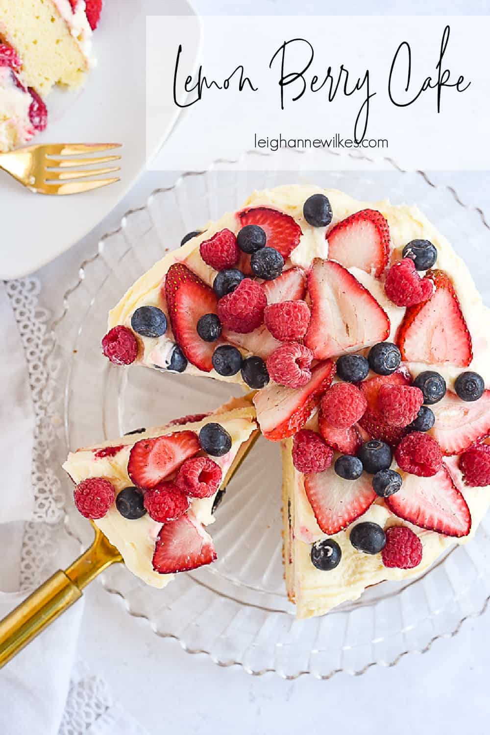 lemon berry cake sliced