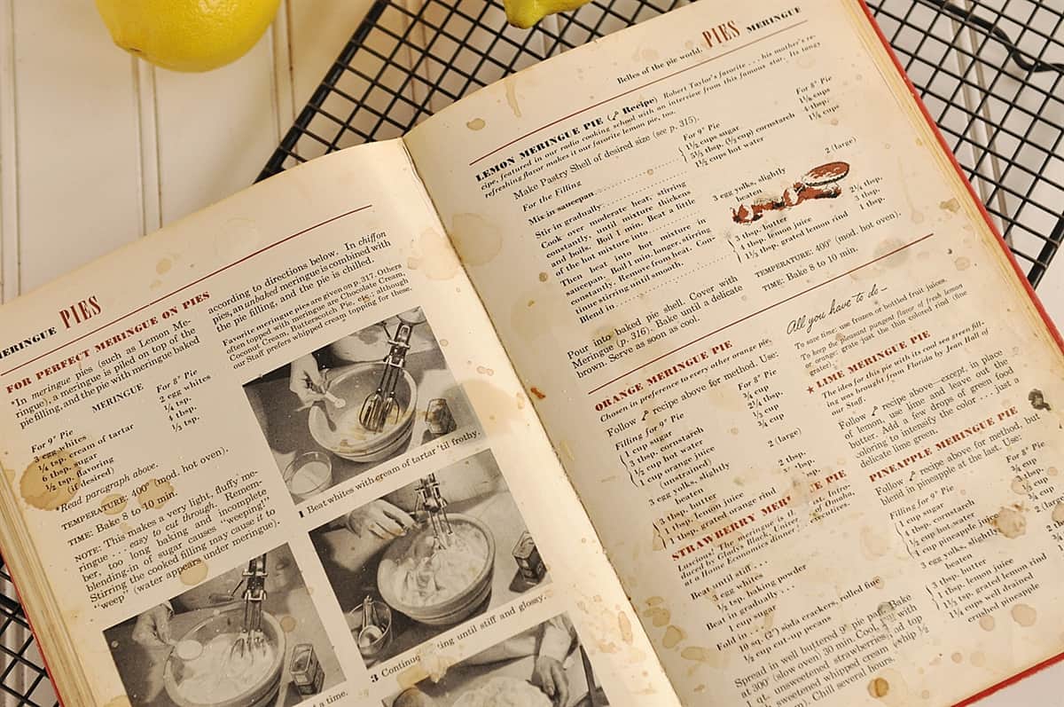 old family cookbook open