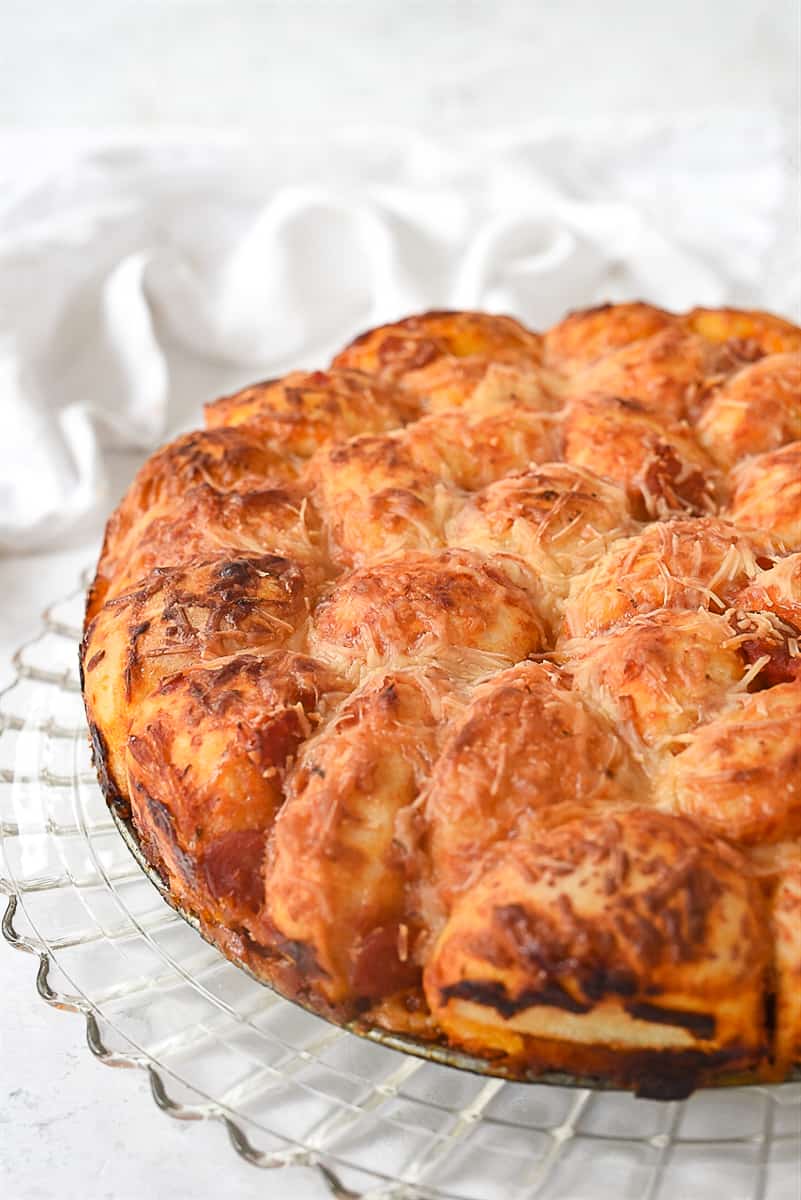 pizza monkey bread on a plate
