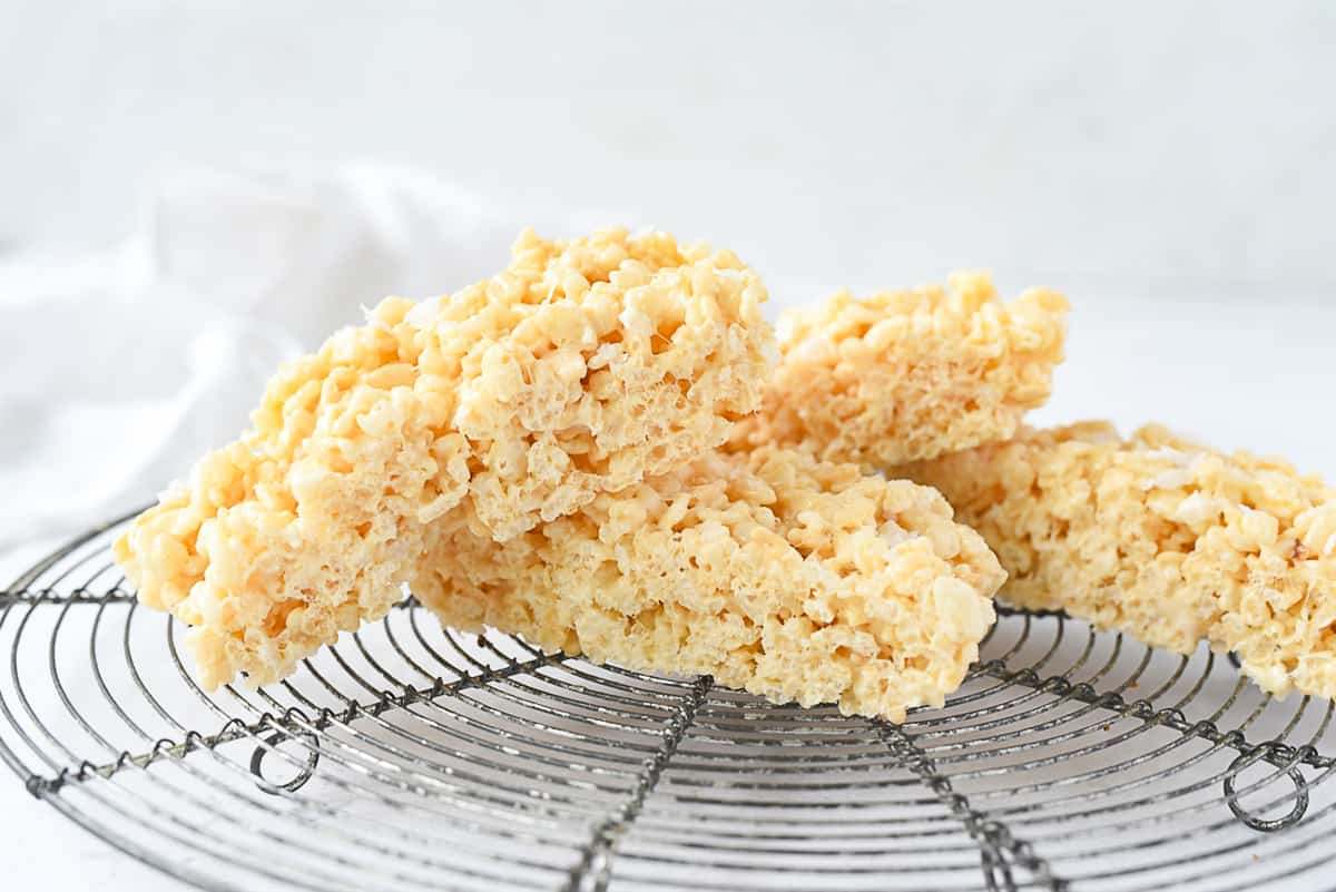 stack of small batch rice krispie treats