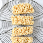 overhead shot of small batch rice krispie treats