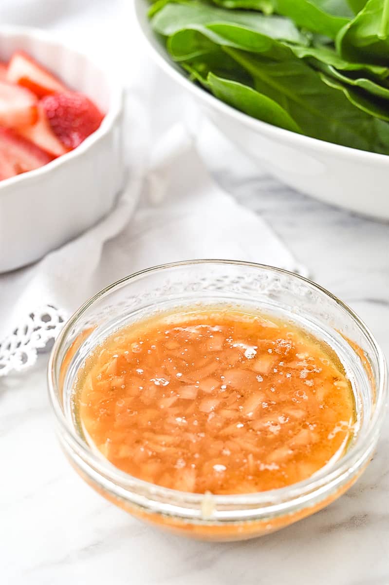 bowl of warm bacon vinaigrette