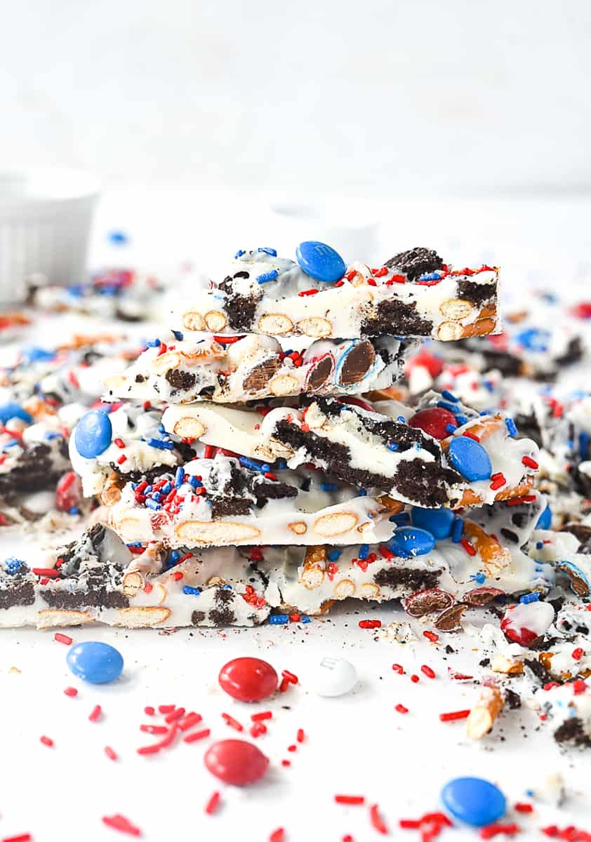 stack of 4th of July cookie bark