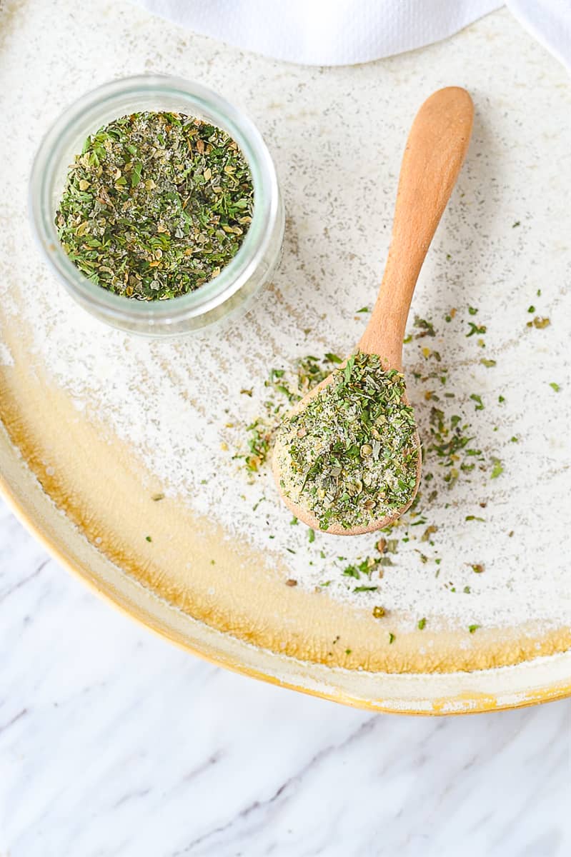 spoonful of garlic herb mix