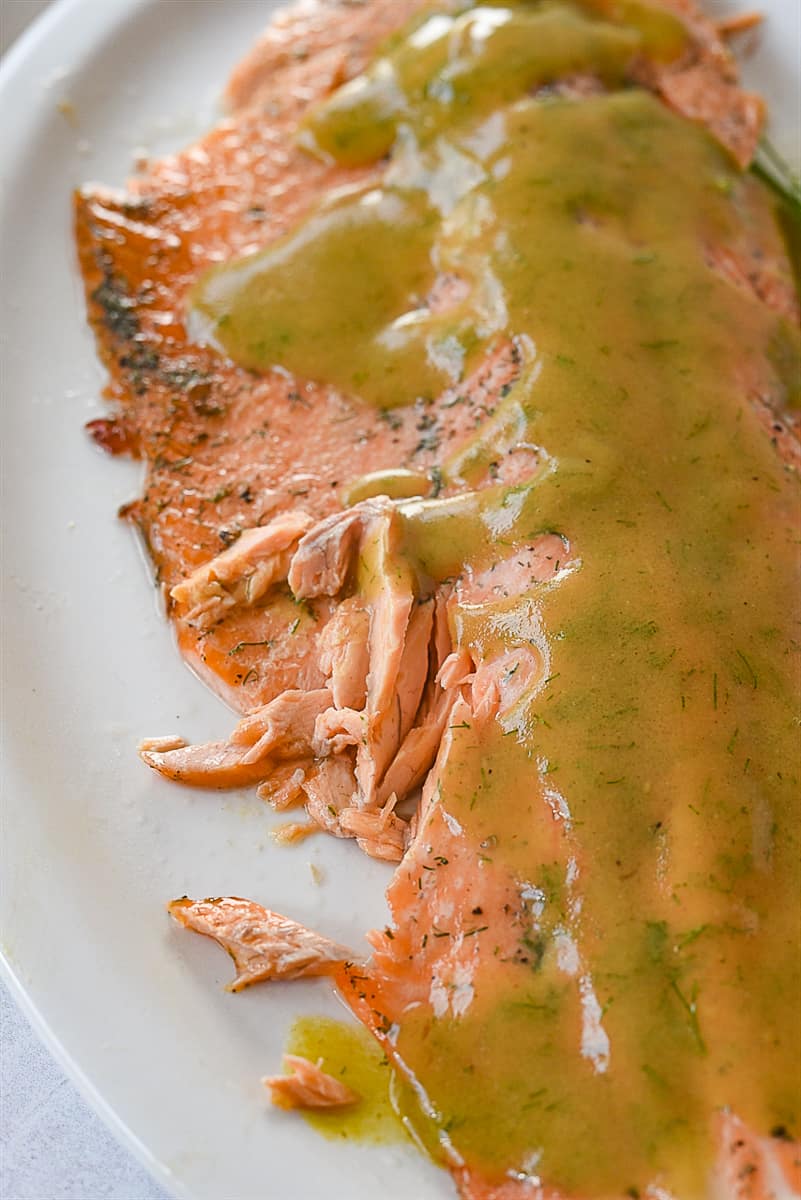 flaky salmon on a plate