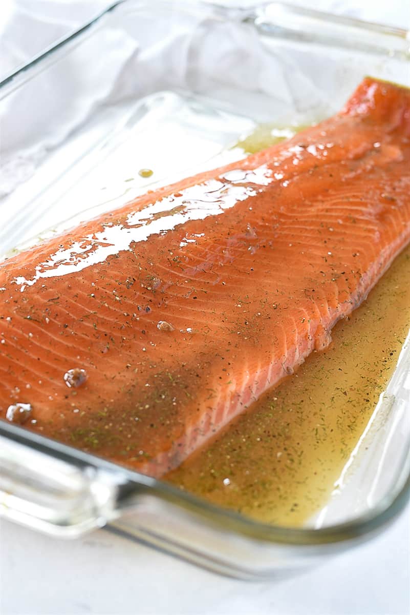 salmon with marinade on top