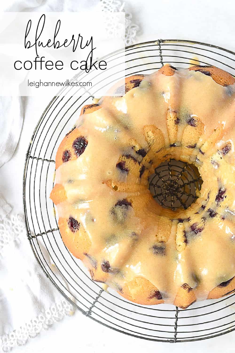 coffee cake on cooling rack