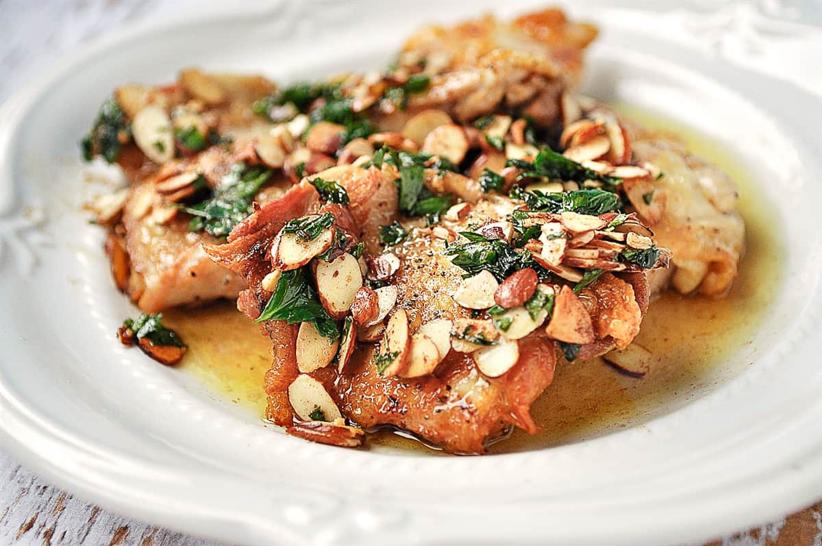 chicken amandine on a plate