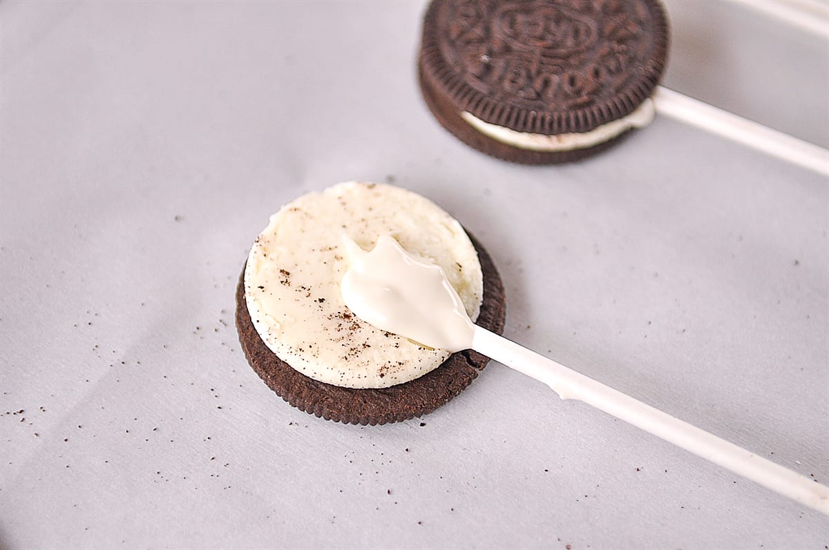 stick on an oreo