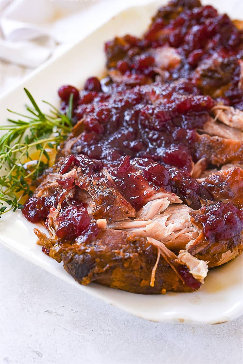 platter of cranberry pork