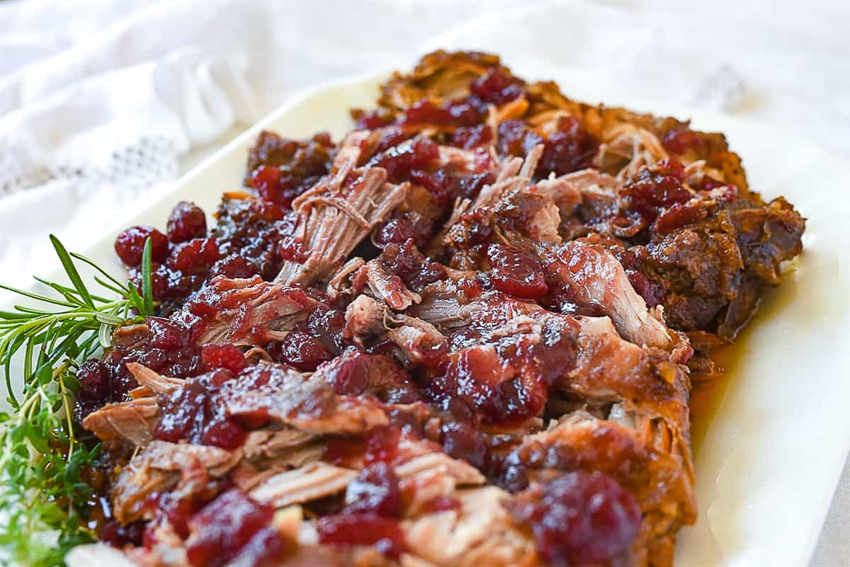 cranberry pork on a plate