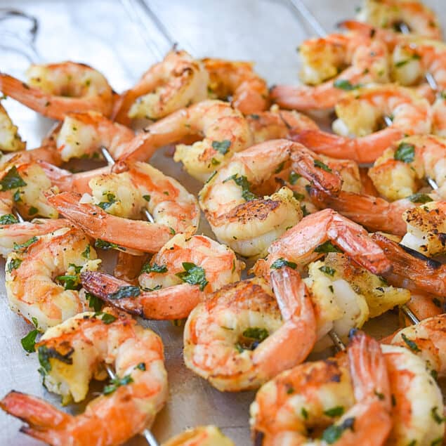 Garlic Herb Shrimp on a baking sheet