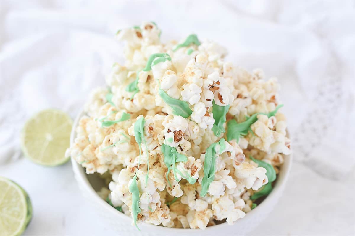 overhead shot of key lime popcorn