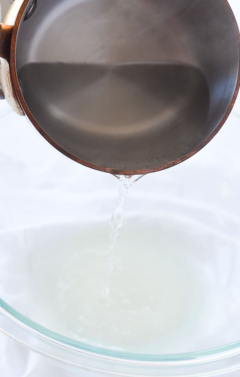 pouring water on gelatin