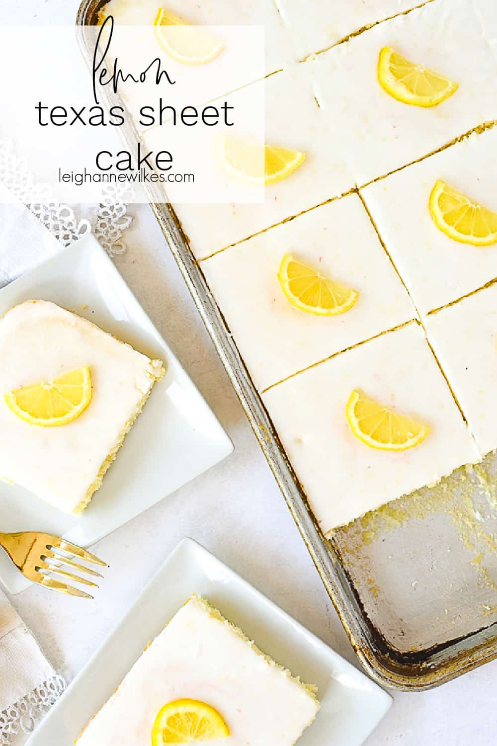pieces of lemon texas sheet cake