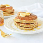 stack of peanut butter pancakes