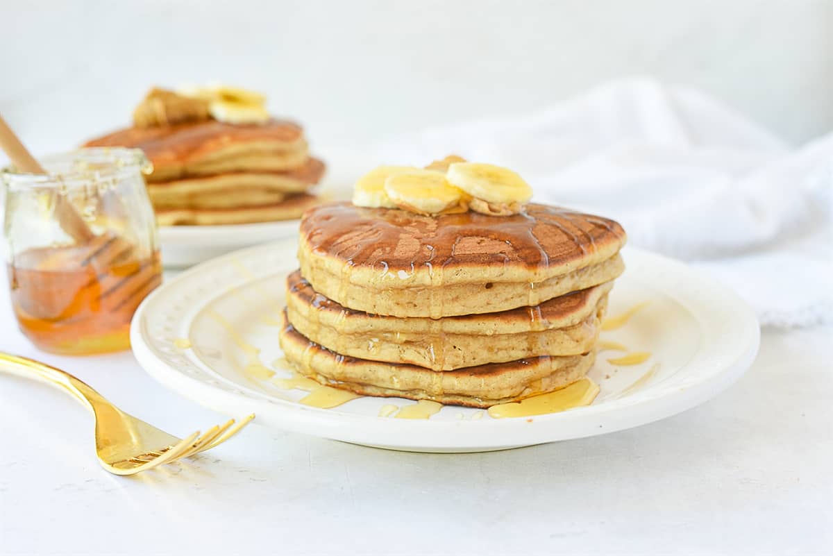 peanut butter pancakes with honey