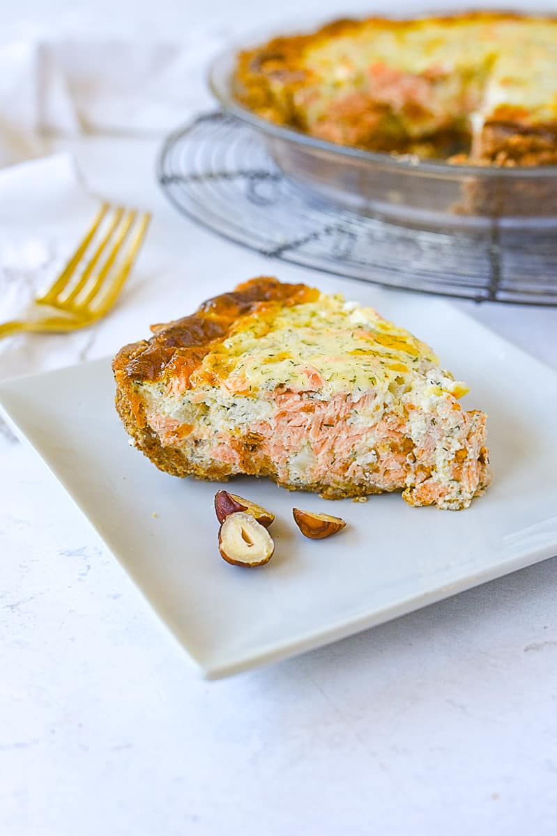 slice of salmon quiche