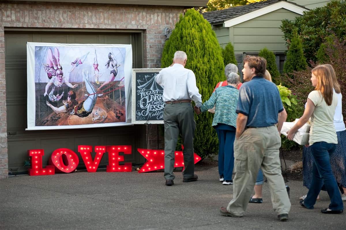 people entering carnival wedding